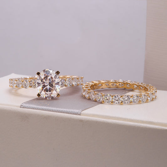 Oval Moissanite Side-Stone Engagement Ring Set, 1.5 ct — view 2