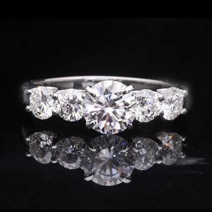 Round Moissanite Wedding Band, Excellent Cut — view 2