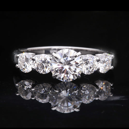 Round Moissanite Wedding Band, Excellent Cut — view 2