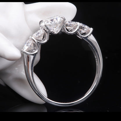 Round Moissanite Wedding Band, Excellent Cut — view 3