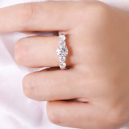 Round Moissanite Wedding Band, Excellent Cut — view 4