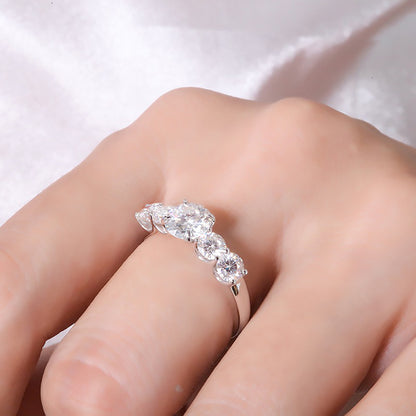 Round Moissanite Wedding Band, Excellent Cut — view 5