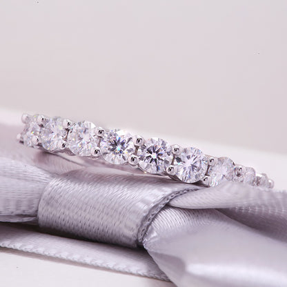 Round Moissanite Eternity Wedding Band, 0.9 ctw — view 2
