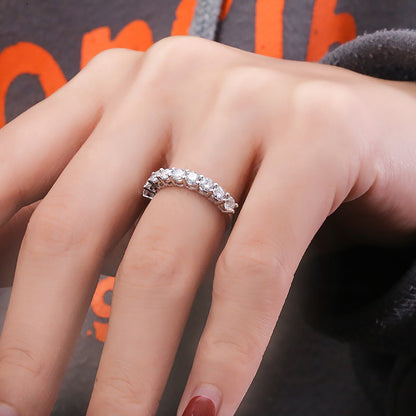 Round Moissanite Eternity Wedding Band, 0.9 ctw — view 5