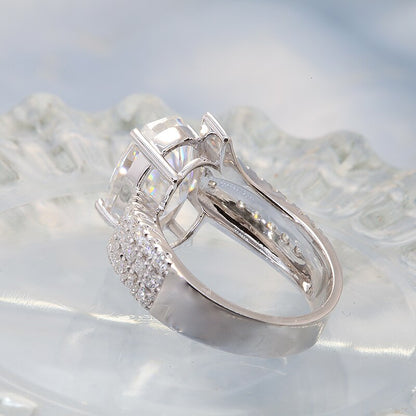 Oval Moissanite Side-Stone Engagement Ring, 6 ct — view 3