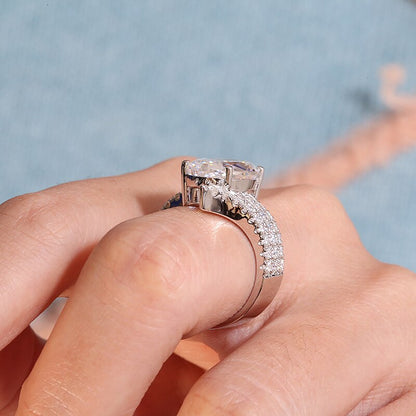 Oval Moissanite Side-Stone Engagement Ring, 6 ct — view 4