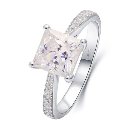 Princess-Cut Moissanite Side-Stone Engagement Ring, 2 ct