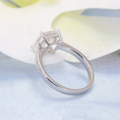 Princess-Cut Moissanite Side-Stone Engagement Ring, 2 ct — view 3