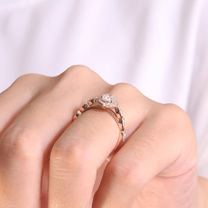 Oval Moissanite Halo Engagement Ring with Pavé Band, 1 ct — view 5