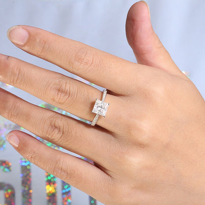 Princess-Cut Moissanite Side-Stone Engagement Ring, 2 ct — view 5
