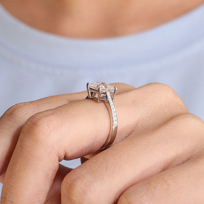 Princess-Cut Moissanite Side-Stone Engagement Ring, 2 ct — view 4
