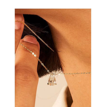 Minimalist Pear Moissanite Pendant Necklace — view 3
