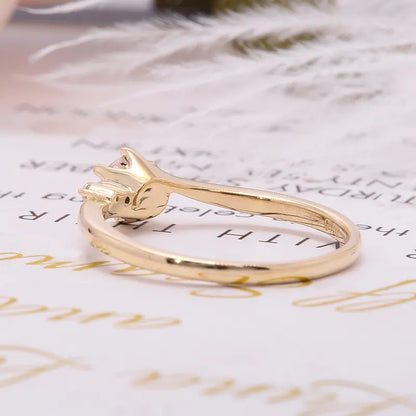 Round Moissanite Ring in 14K Yellow Gold, 0.3 ct — view 4