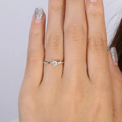 Round Moissanite Ring in 14K Yellow Gold, 0.3 ct — view 5