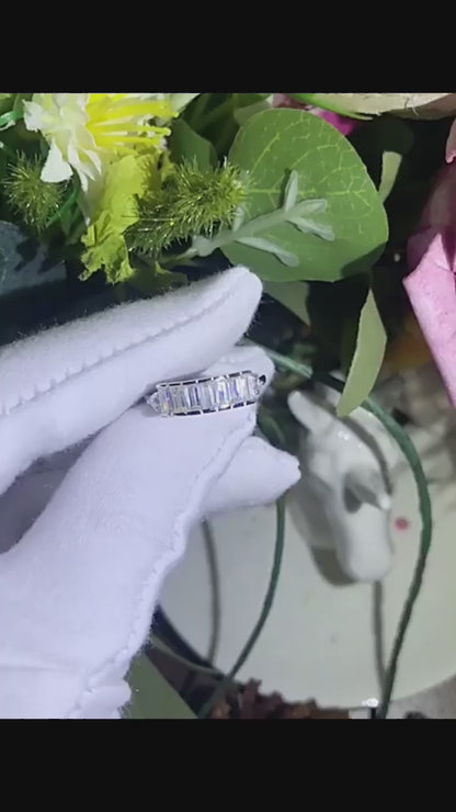 Emerald-Cut Moissanite Baguette Wedding Band, 0.9 ctw