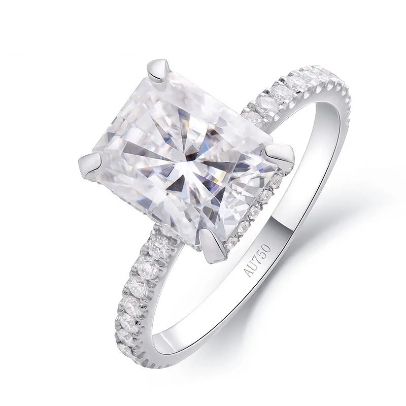 D Color Moissanite Ring 4.0 carat 8X10mm Radaint Cut engagement ring