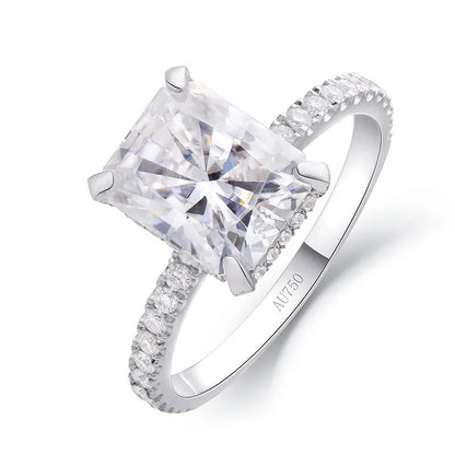 D Color Moissanite Ring 4.0 carat 8X10mm Radaint Cut engagement ring