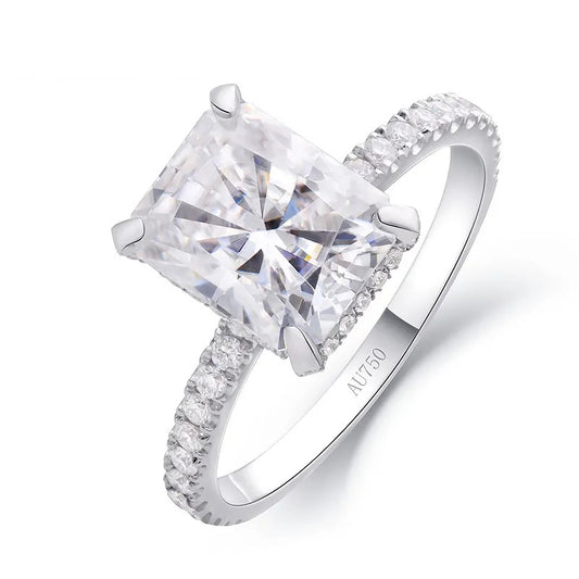 D Color Moissanite Ring 4.0 carat 8X10mm Radaint Cut engagement ring