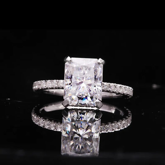 Radiant-Cut Moissanite Engagement Ring, 4 ct — view 2