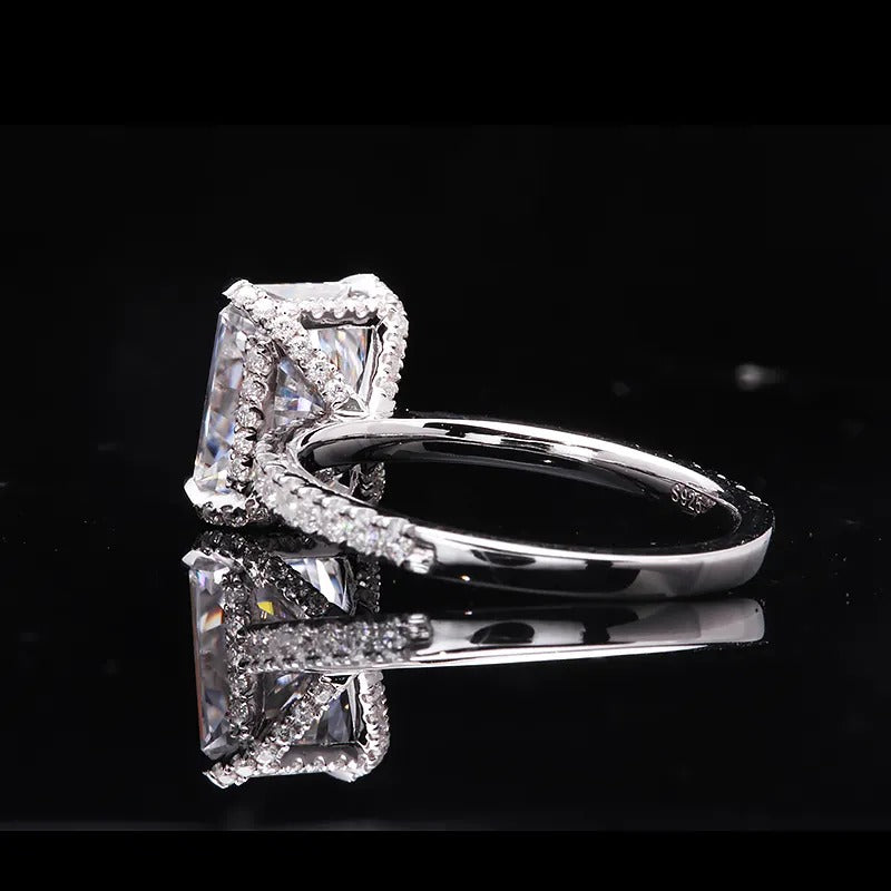 D Color Moissanite Ring 4.0 carat 8X10mm Radaint Cut engagement ring